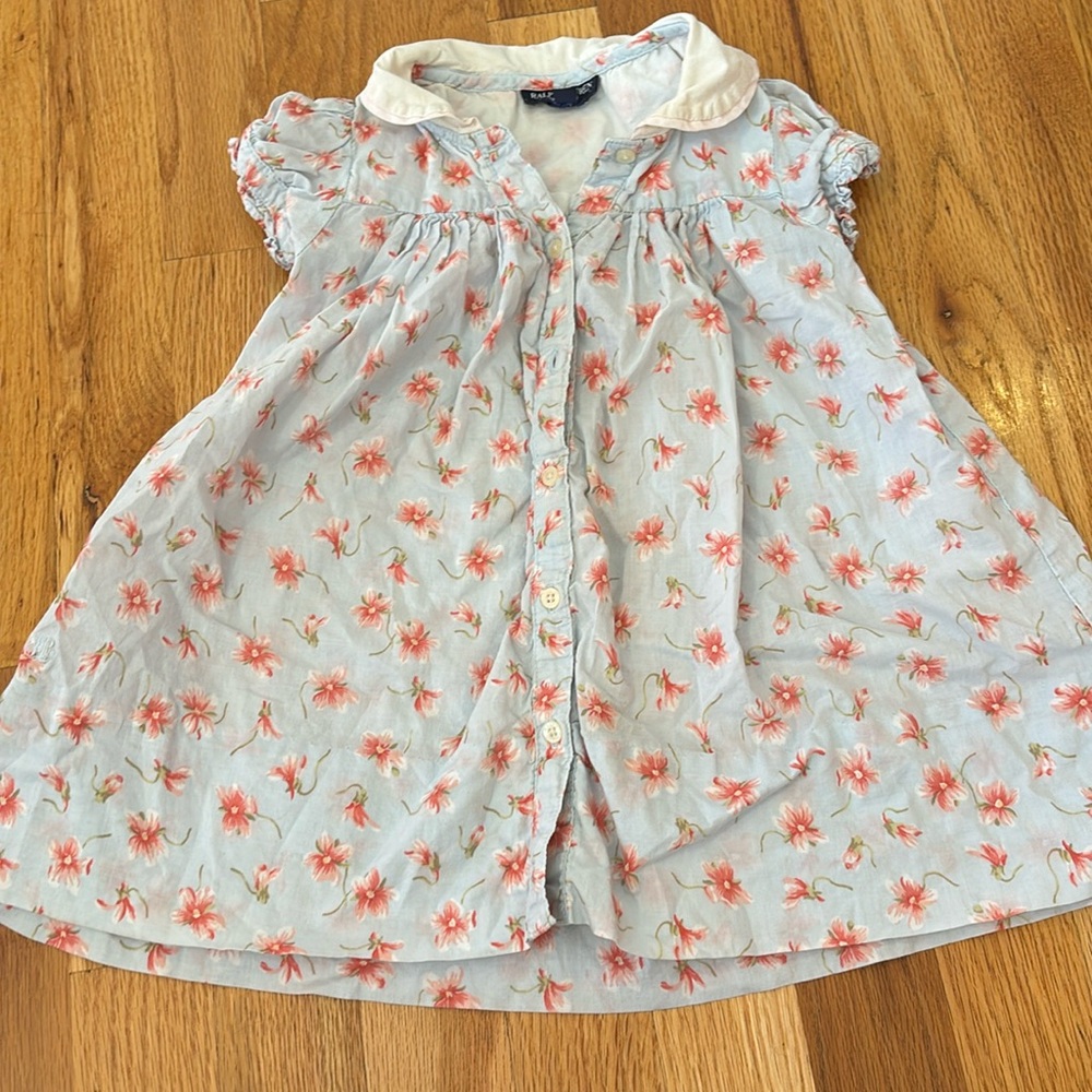 Ralph Lauren Light Blue Floral Button-Front Dress vintage cotton